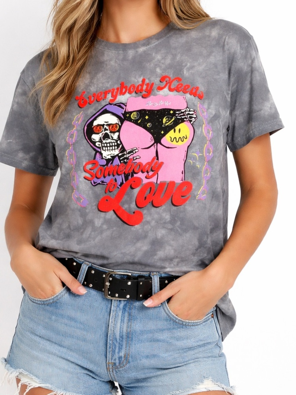 Boss Dog Art Dept Tie-Dye Graphic Tee in Gray Size Unisex Small
